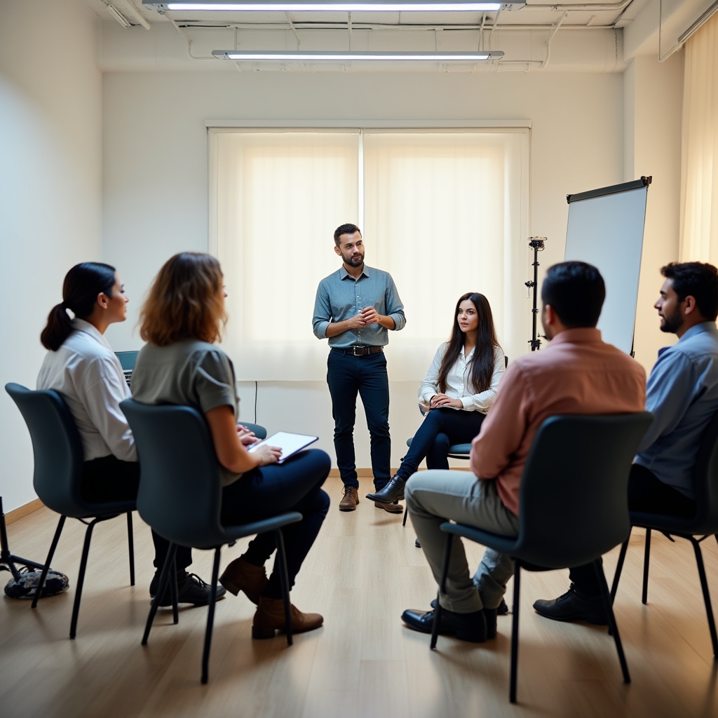 Small group of frontline employees participating in a customer service training workshop